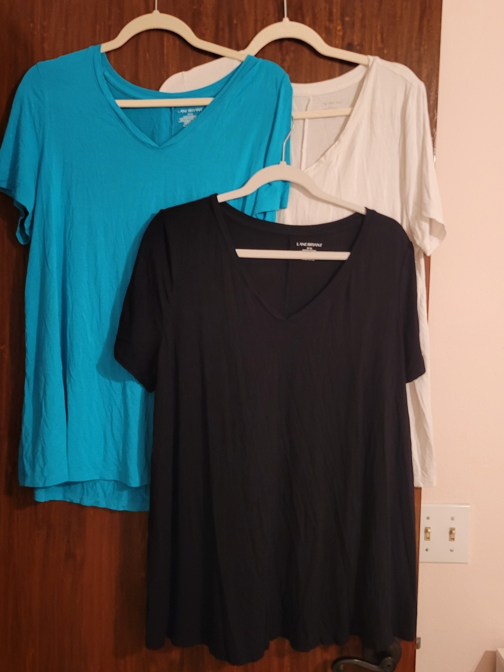 Lane Bryant V-Neck Tee Trio - Teal, Black & White